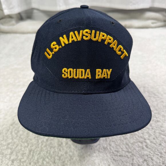 VTG New Era U.S. NAVSUPPACT Souda Bay Hat USA Made Snapback Navy Military Cap - Picture 1 of 5